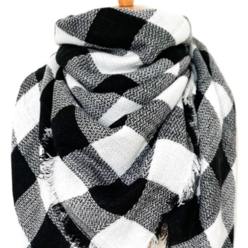 Women's Plaid Blanket Winter Scarf